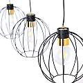 Sospensione Industrial 3 Luci Polluce In Acciaio Nero A Paralumi Gabbia Con Oro LA0098-EB-3-NR-OR