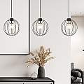 Sospensione Industrial 3 Luci Polluce In Acciaio Nero A Paralumi Gabbia Con Oro LA0098-EB-3-NR-OR