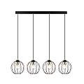 Sospensione Industrial 4 Luci Polluce In Acciaio Nero A Paralumi Gabbia Con Oro LA0098-EB-4-NR-OR