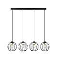 Sospensione Industrial 4 Luci Polluce In Acciaio Nero A Paralumi Gabbia Con Oro LA0098-EB-4-NR-OR