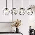 Sospensione Industrial 4 Luci Polluce In Acciaio Nero A Paralumi Gabbia Con Oro LA0098-EB-4-NR-OR