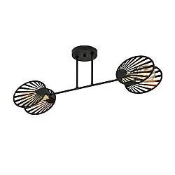Plafoniera Contemporanea 2 Luci Tallia In Acciaio Nero E Oro