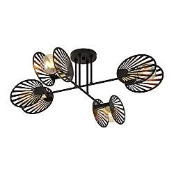 Plafoniera Moderna Patroclo Acciaio Nero 4 Luci E27 Ip20