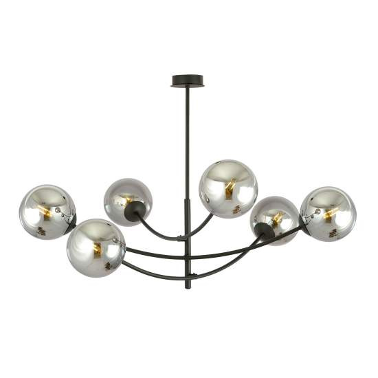 Sospenione Moderna 6 Luci Oceano In Acciaio Nero Bracci Regolabili E Vetro Fumè LA0101-EB-PL6-NR-GR