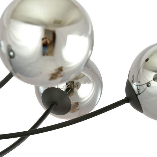 Sospenione Moderna 6 Luci Oceano In Acciaio Nero Bracci Regolabili E Vetro Fumè LA0101-EB-PL6-NR-GR