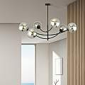 Sospenione Moderna 6 Luci Oceano In Acciaio Nero Bracci Regolabili E Vetro Fumè LA0101-EB-PL6-NR-GR