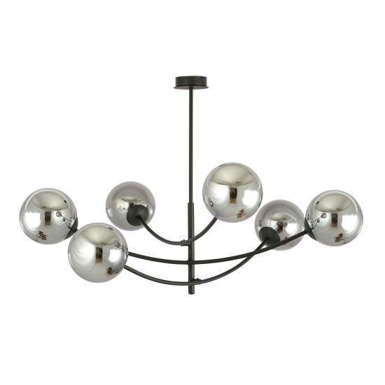Sospenione Moderna 6 Luci Oceano In Acciaio Nero Bracci Regolabili E Vetro Fumè LA0101-EB-PL6-NR-GR