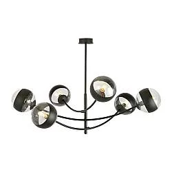Plafoniera Contemporaneo Oceano Acciaio Nero 6 Luci E14 Ip20