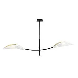 Sospensione Nordica 2 Luci Marte Acciaio Nero Bianco E Oro Bracci Regolabili