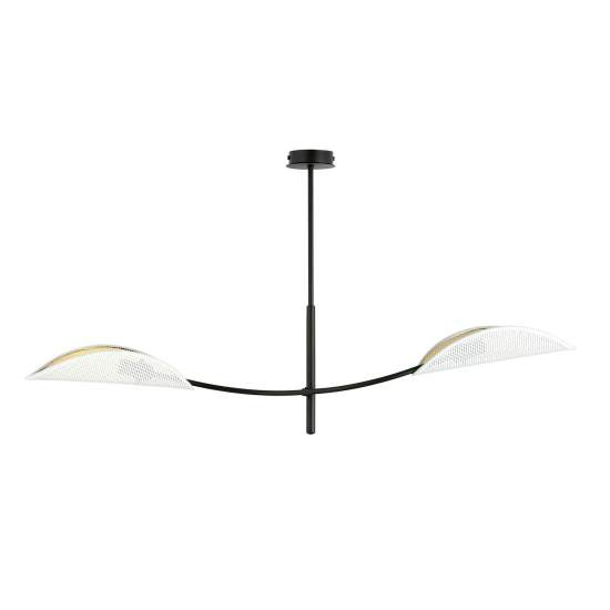 Sospensione Nordica 2 Luci Ares In Acciaio Nero Bianco E Oro Bracci Regolabili LA0102-EB-PL2-NR