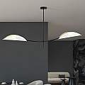 Sospensione Nordica 2 Luci Ares In Acciaio Nero Bianco E Oro Bracci Regolabili LA0102-EB-PL2-NR