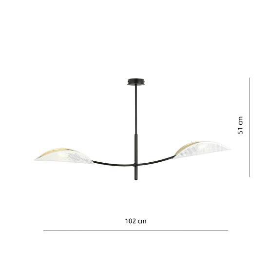 Sospensione Nordica 2 Luci Ares In Acciaio Nero Bianco E Oro Bracci Regolabili LA0102-EB-PL2-NR