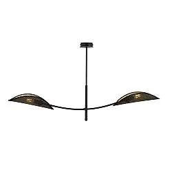 Sospensione Nordica 2 Luci Marte In Acciaio Nero Oro Bracci Regolabili