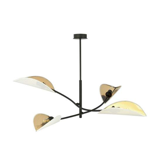 Sospensione Nordica 4 Luci Ares In Acciaio Nero Bianco E Oro Bracci Regolabili LA0102-EB-PL4-NR