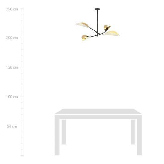 Sospensione Nordica 4 Luci Ares In Acciaio Nero Bianco E Oro Bracci Regolabili LA0102-EB-PL4-NR