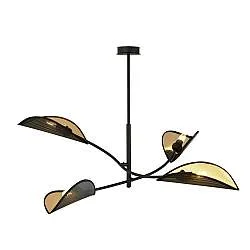 Sospensione Nordica 4 Luci Marte In Acciaio Nero Oro Bracci Regolabili