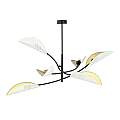Sospensione Nordica 6 Luci Ares In Acciaio Nero Bianco E Oro Bracci Regolabili LA0102-EB-PL6-NR