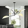 Sospensione Nordica 6 Luci Ares In Acciaio Nero Bianco E Oro Bracci Regolabili LA0102-EB-PL6-NR