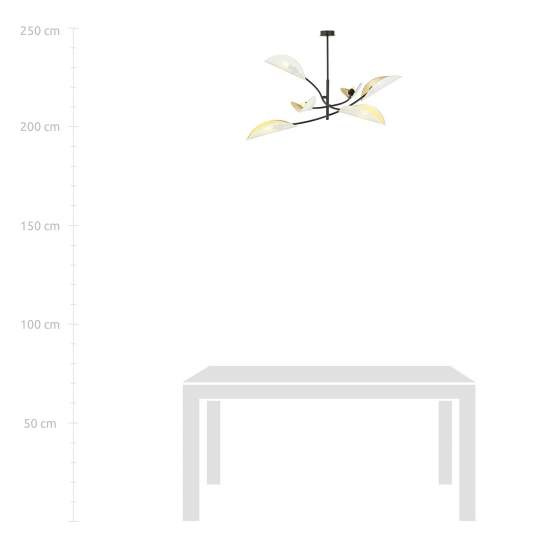 Sospensione Nordica 6 Luci Ares In Acciaio Nero Bianco E Oro Bracci Regolabili LA0102-EB-PL6-NR