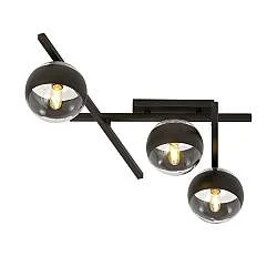 Plafoniera Moderna Teti Acciaio Nero 3 Luci E14 Ip20