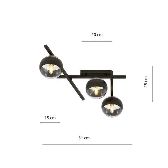 Plafoniera Moderna Teti Acciaio Nero 3 Luci E14 Ip20 LA0103-EB-PL3-NR-TR
