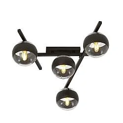 Plafoniera Moderna Teti Acciaio Nero 4 Luci E14 Ip20