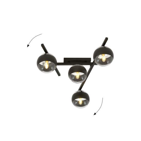 Plafoniera Moderna Teti Acciaio Nero 4 Luci E14 Ip20 LA0103-EB-PL4-NR-TR