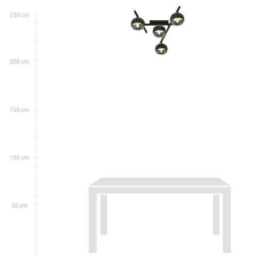 Plafoniera Moderna Teti Acciaio Nero 4 Luci E14 Ip20 LA0103-EB-PL4-NR-TR