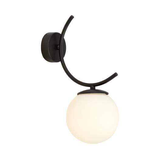 Applique Moderna 1 Luce Coeo In Acciaio Nero E Diffusore In Vetro Opale LA0104-EB-AP1-NR-BI
