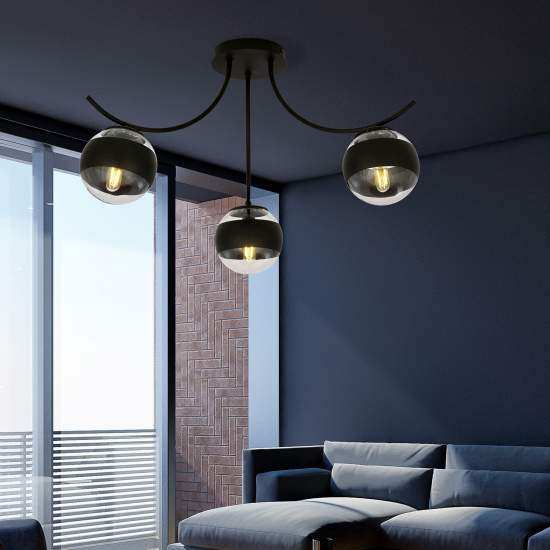 Plafoniera Moderna Coeo Acciaio Nero 3 Luci E14 Ip20 LA0104-EB-PL3-NR