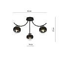Plafoniera Moderna Coeo Acciaio Nero 3 Luci E14 Ip20 LA0104-EB-PL3-NR