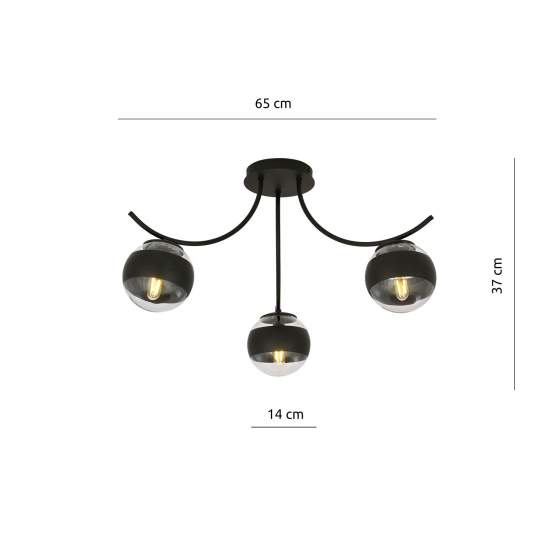 Plafoniera Moderna Coeo Acciaio Nero 3 Luci E14 Ip20 LA0104-EB-PL3-NR