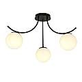 Plafoniera Moderna 3 Luci Coeo In Acciaio Nero E Diffusori In Vetro Opale LA0104-EB-PL3-NR-BI