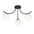 Plafoniera Moderna 3 Luci Coeo In Acciaio Nero E Diffusori In Vetro Opale LA0104-EB-PL3-NR-BI