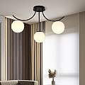 Plafoniera Moderna 3 Luci Coeo In Acciaio Nero E Diffusori In Vetro Opale LA0104-EB-PL3-NR-BI