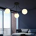 Plafoniera Moderna 3 Luci Coeo In Acciaio Nero E Diffusori In Vetro Opale LA0104-EB-PL3-NR-BI
