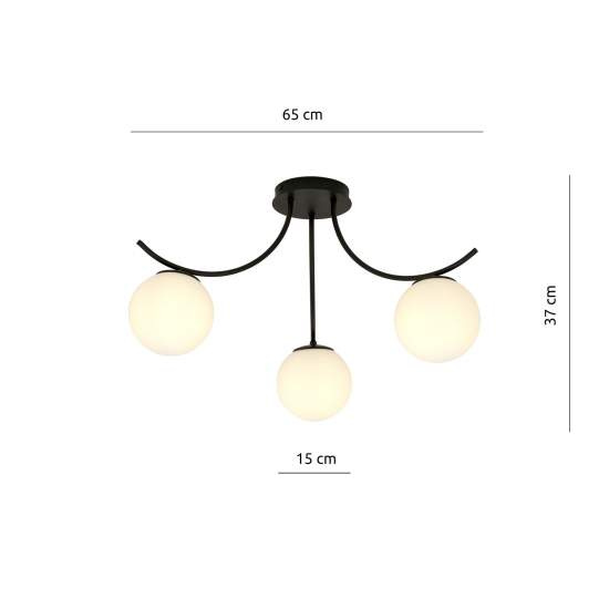 Plafoniera Moderna 3 Luci Coeo In Acciaio Nero E Diffusori In Vetro Opale LA0104-EB-PL3-NR-BI
