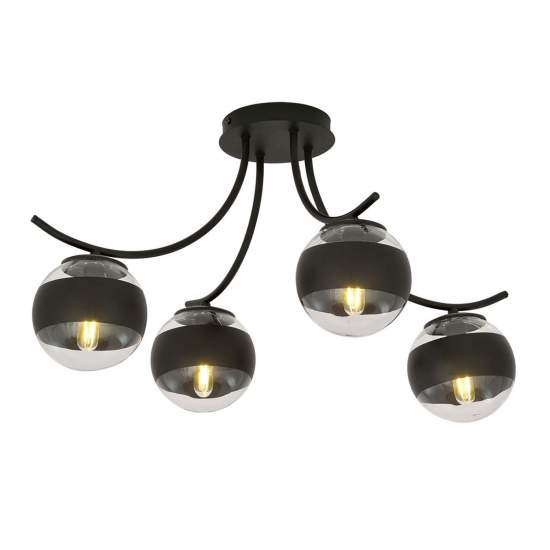 Plafoniera Moderna Coeo Acciaio Nero 4 Luci E14 Ip20 LA0104-EB-PL4-NR