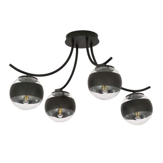 Plafoniera Moderna Coeo Acciaio Nero 4 Luci E14 Ip20 LA0104-EB-PL4-NR