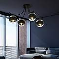 Plafoniera Moderna Coeo Acciaio Nero 4 Luci E14 Ip20 LA0104-EB-PL4-NR