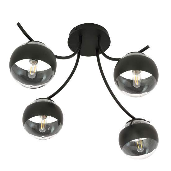 Plafoniera Moderna Coeo Acciaio Nero 4 Luci E14 Ip20 LA0104-EB-PL4-NR