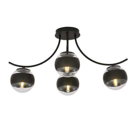 Plafoniera Moderna Coeo Acciaio Nero 4 Luci E14 Ip20 LA0104-EB-PL4-NR