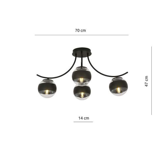 Plafoniera Moderna Coeo Acciaio Nero 4 Luci E14 Ip20 LA0104-EB-PL4-NR