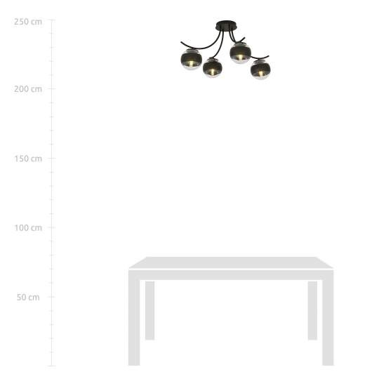 Plafoniera Moderna Coeo Acciaio Nero 4 Luci E14 Ip20 LA0104-EB-PL4-NR