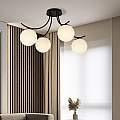 Plafoniera Moderna 4 Luci Coeo In Acciaio Nero E Diffusori In Vetro Opale LA0104-EB-PL4-NR-BI