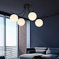 Plafoniera Moderna 4 Luci Coeo In Acciaio Nero E Diffusori In Vetro Opale LA0104-EB-PL4-NR-BI