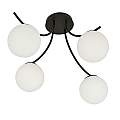 Plafoniera Moderna 4 Luci Coeo In Acciaio Nero E Diffusori In Vetro Opale LA0104-EB-PL4-NR-BI