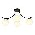 Plafoniera Moderna 4 Luci Coeo In Acciaio Nero E Diffusori In Vetro Opale LA0104-EB-PL4-NR-BI