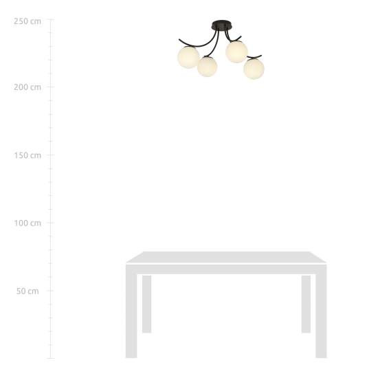 Plafoniera Moderna 4 Luci Coeo In Acciaio Nero E Diffusori In Vetro Opale LA0104-EB-PL4-NR-BI