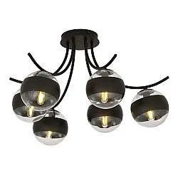 Plafoniera Moderna Coeo Acciaio Nero 6 Luci E14 Ip20